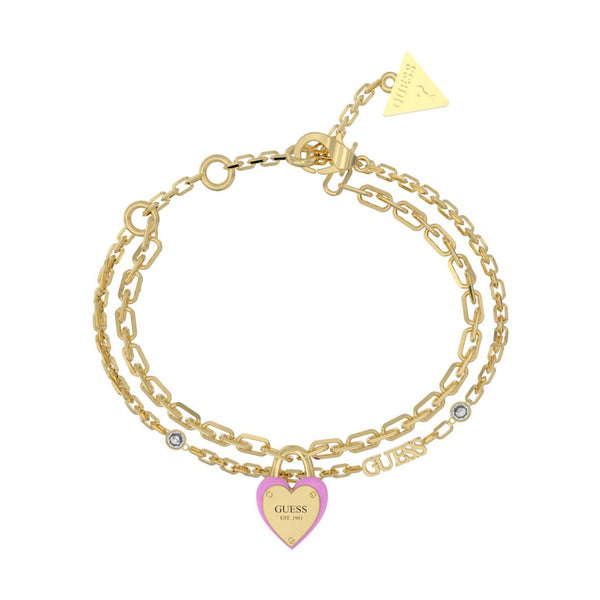 Guess Damen Armband All You Need Is Love JUBB04206JW - Gold/Pink / S / Gold/Pink / L