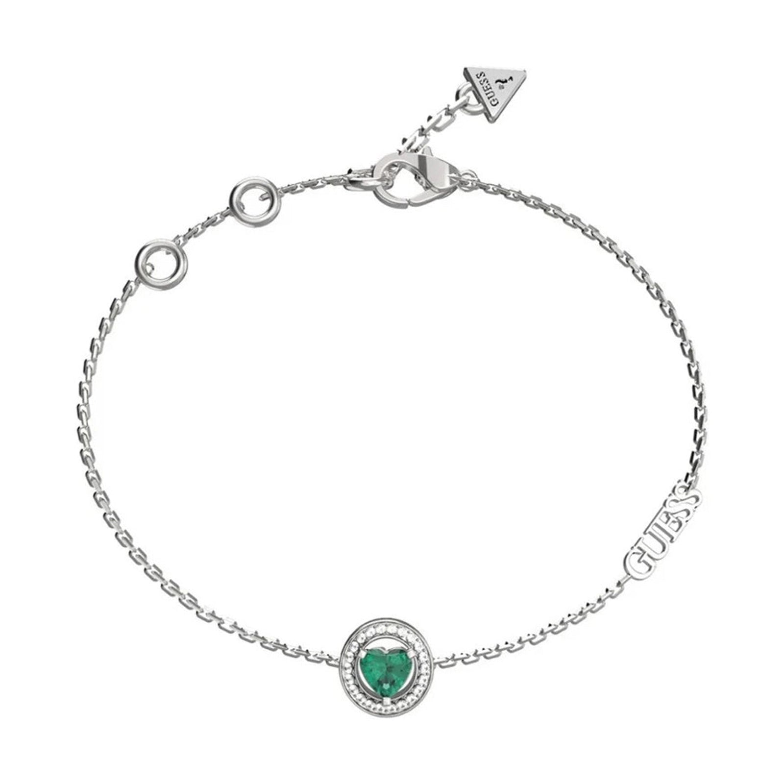 Guess Damen Armband Mama Non Mama JUBB04668JW - Silber/Grün / S / Silber/Grün / L