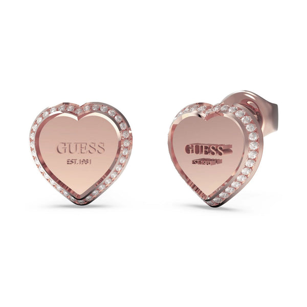 Guess Damen Ohrstecker Fine Heart JUBE01427JW - Rosegold