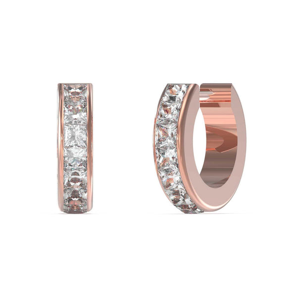 Guess Damen Ohrstecker Huggie Me JUBE03134JW - Rosegold/Weiß