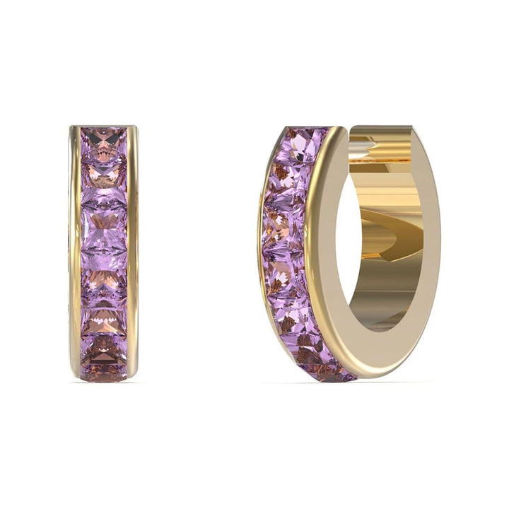 Guess Damen Ohrstecker Huggie Me JUBE03134JW - Gold/Lila - View 6