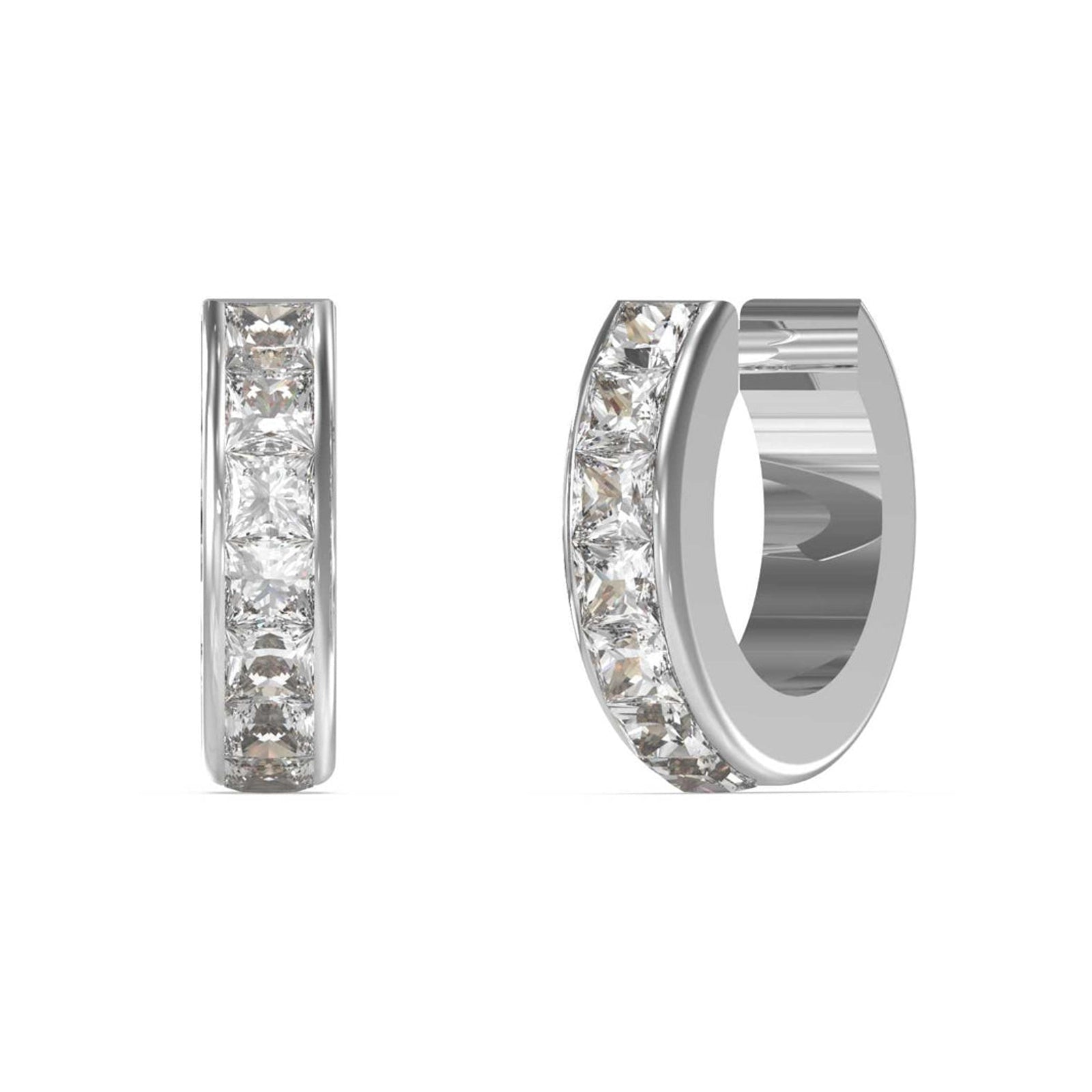 Guess Damen Ohrstecker Huggie Me JUBE03134JW - Silber/Weiß - View 2