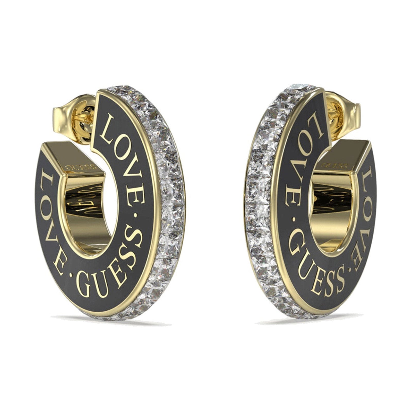 Guess Damen Ohrstecker Love JUBE04083JW - Gold/Schwarz