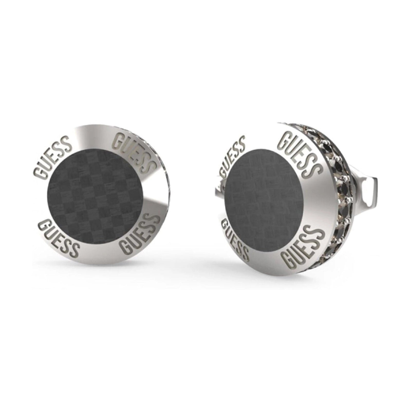 Guess Herren Ohrstecker JUME04040JW - Silber/Schwarz